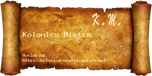 Kolonics Mietta névjegykártya